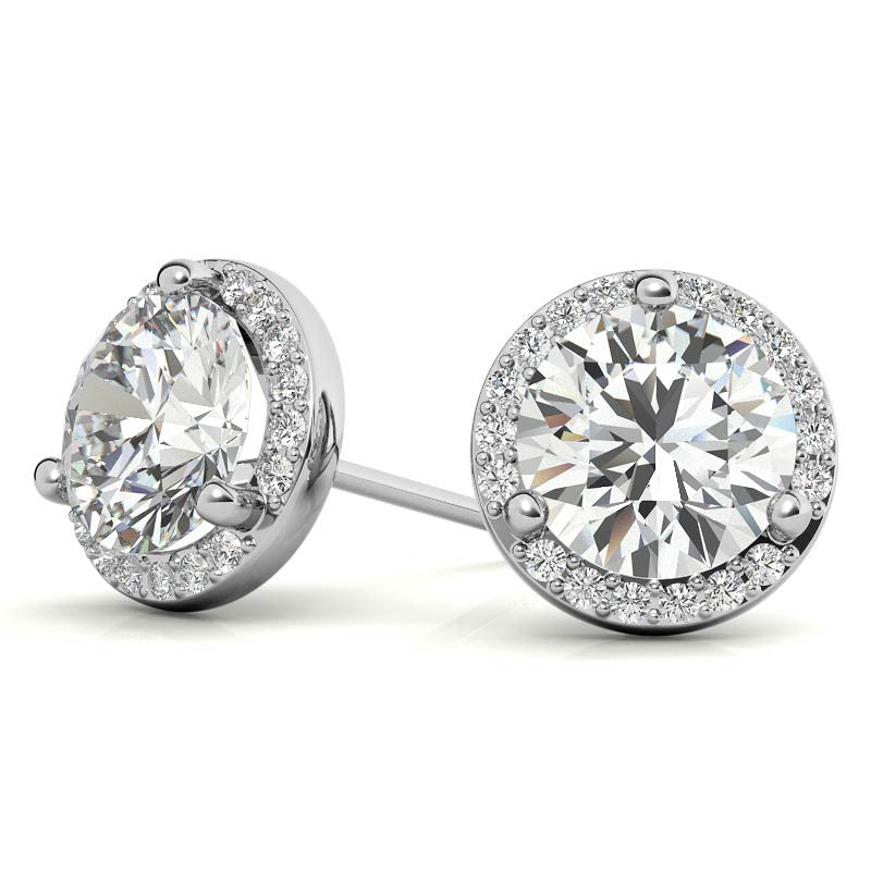 Round Moissanite Halo Earrings