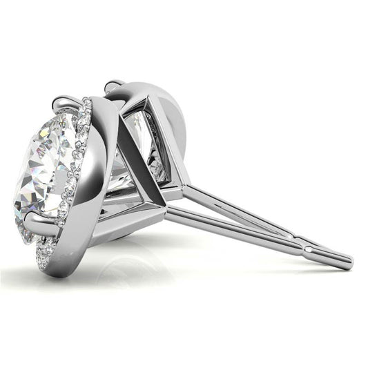 Round Moissanite Halo Earrings