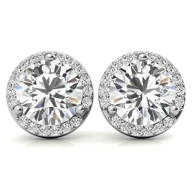 Round Moissanite Halo Earrings