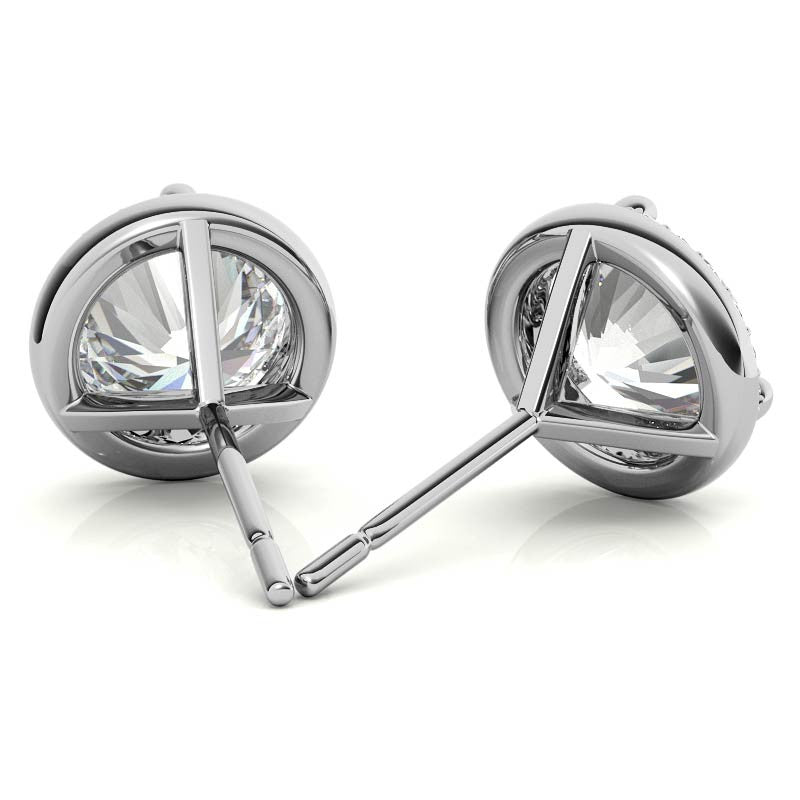 Round Moissanite Halo Earrings